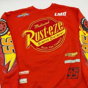 Disney Parks Lightning McQueen Cars Rust-Eze Sweatshirt L Team 95 Disneyland